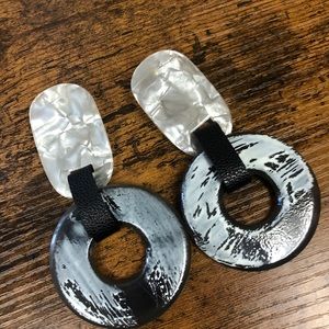 Grey plastic statement earrings